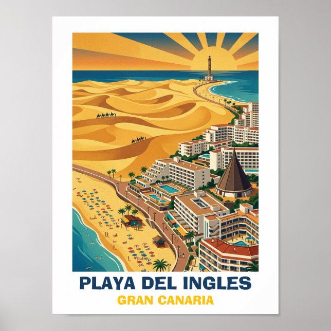Poster Playa del Ingles Maspalomas Gran Canaria Vintage  (Frente)