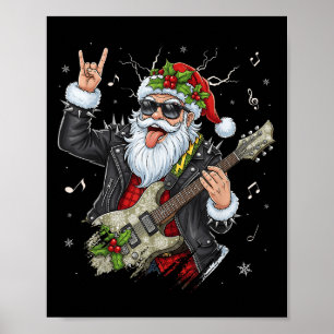 Poster Playe de violão Roll Santa Claus do Rock &