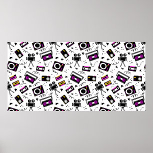 Poster player de música, gravador de fita, fita de víde