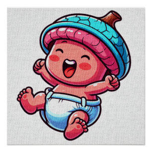 Pôster Playful Baby Laughing – Cute Nursery Wall Art