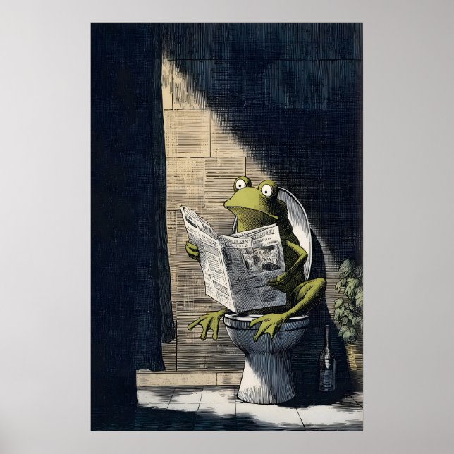 Poster Playful Frog Art Print - Humorous Bathroom Wall (Frente)