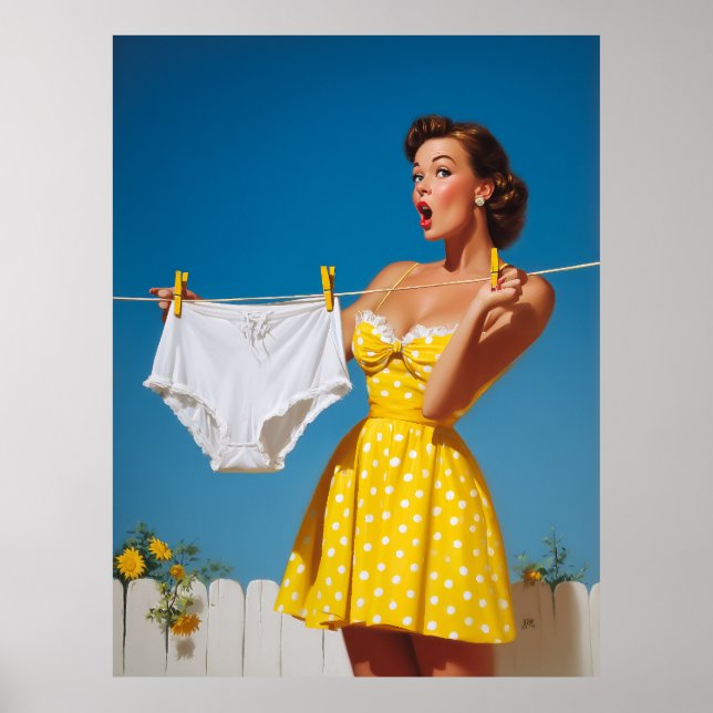 Poster  Playful Retro Laundry Day Surprise (Frente)