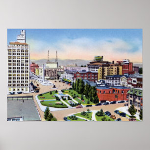 Poster Plaza da cidade de Asheville North Carolina