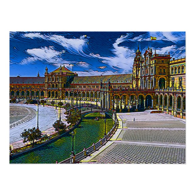 Pôster Plaza De Espana - Espanha de Sevilha (Frente)