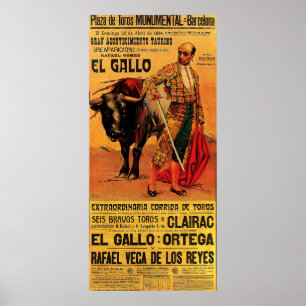 Poster Plaza del toros, toureiro, Barcelona, colheita
