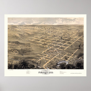 Poster Pleasant Hill, MO Panorâmica Map - 1869