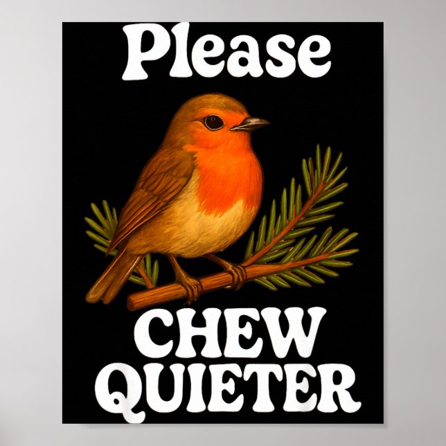 Poster Please Chew Quieter Vintage Bird Groovy Design  (Frente)