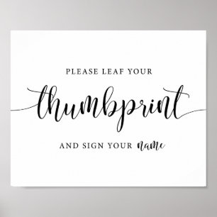 Poster Please Leaf Your Thumbprint Wedding Tree Sign