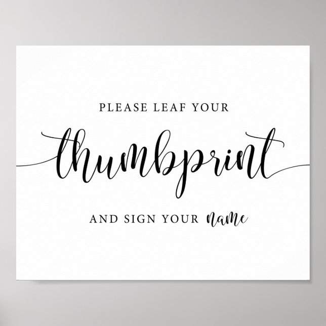 Poster Please Leaf Your Thumbprint Wedding Tree Sign (Frente)