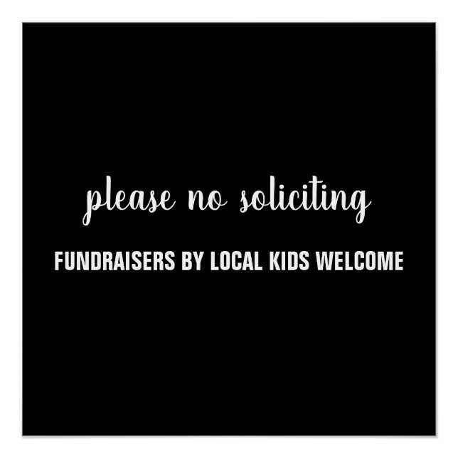 Pôster please no soliciting fundraisers by local kids (Frente)