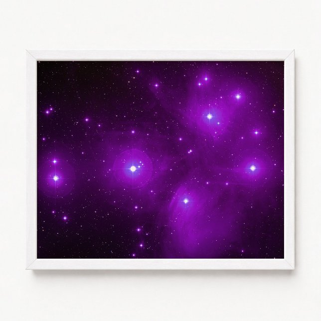 Pôster Plêiades em Arte Fotográfica Roxa (Pleiades in Purple Celestial Photo Art Poster)