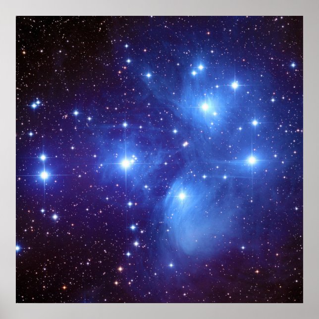 Pôster Pleiades Open Star Cluster Sete Irmãs em Taurus (Frente)