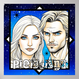 Poster Pleiadians Extra Terrestrians Race com Estrelas