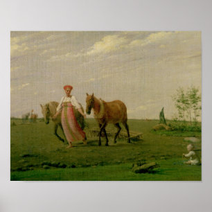 Poster Ploughing no primavera, 1820s