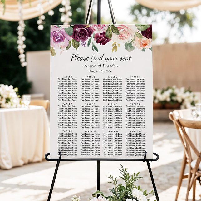 Poster Plum Purple Blush Floral Casamento (Criador carregado)