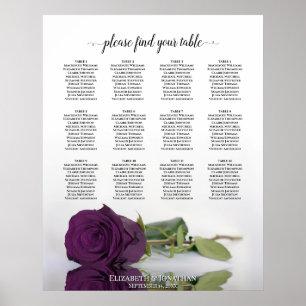 Poster Plum Purple Rosa 12 Gráfico de Casamento de Mesa