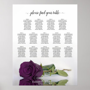 Poster Plum Purple Rosa 14 Gráfico de Casamento de Mesa