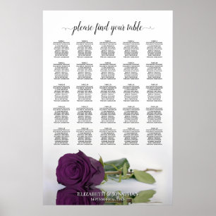 Poster Plum Purple Rosa 25 Gráfico de Casamento de Mesa