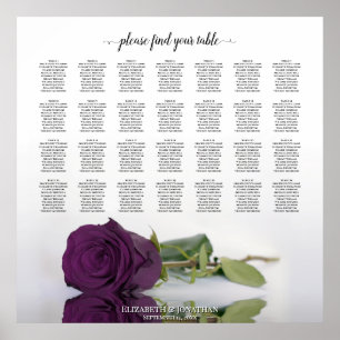 Poster Plum Purple Rosa 28 Gráfico de Casamento de Mesa