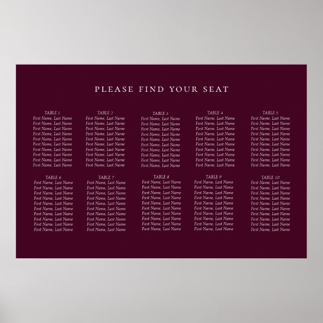 Poster Plum Wine Purple Wedating Chart, minimalista (Frente)
