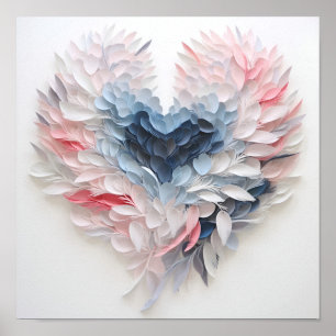 Poster Pluma de pena colorida em forma de coração