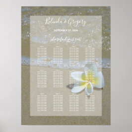 Poster Plumeria Frangipani On Sand Wedding Seating Chart