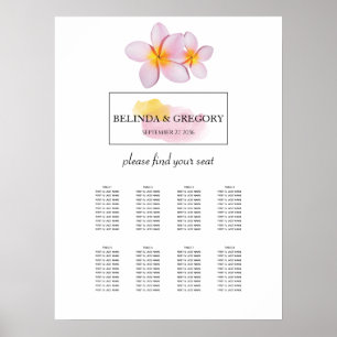 Poster Plumeria Tropical Frangipani - Gráfico de Casamen