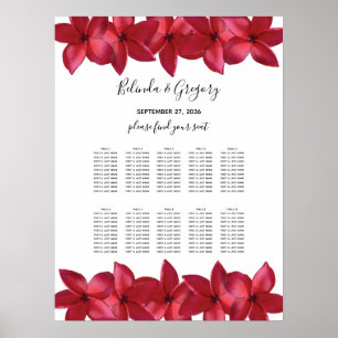 Poster Plumeria Vermelha Frangipani - Gráfico de Casamen