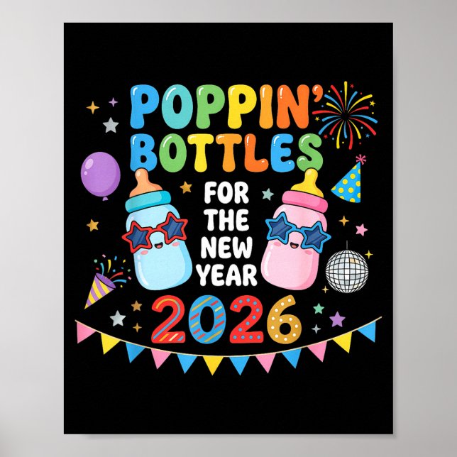 Poster Pn Bottles For The New Year 2026 Baby Bottle Party (Frente)
