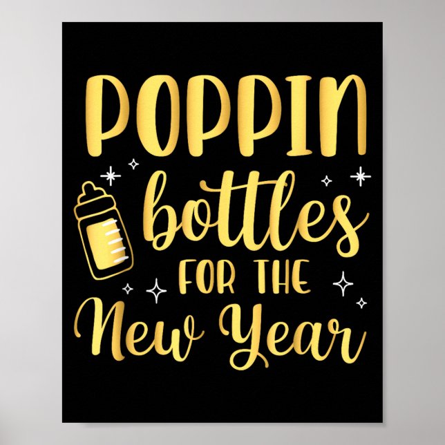 Poster Pn Bottles For The New Year Pregnancy Announcement (Frente)