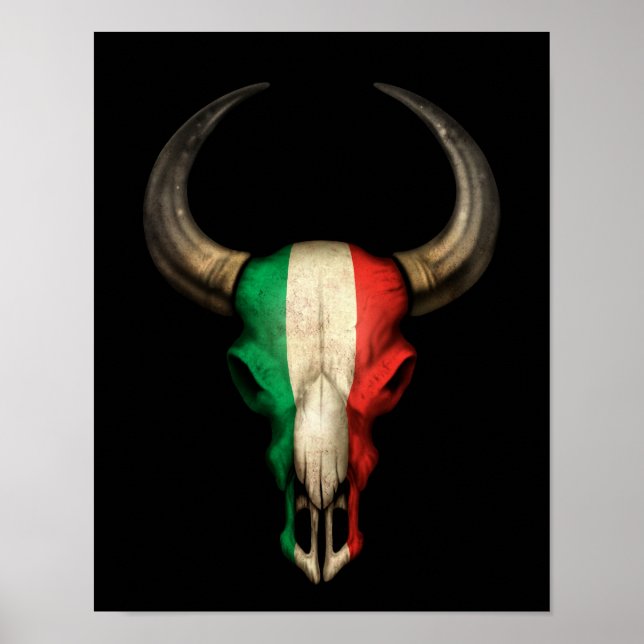 Poster Pneus de bandeira italiana em preto (Frente)