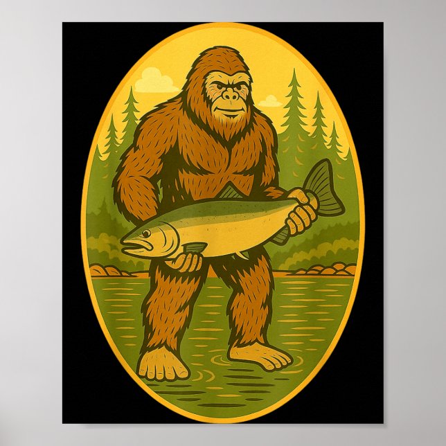 Poster Pnw Steelhead Sasquatch Fishing Big Foot Salmon Fi (Frente)