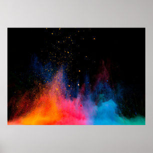 Poster Pó colorido lançado, isolado em fundo preto