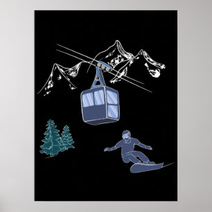 Poster Pó para o estância de esqui do Pessoas Snowboard