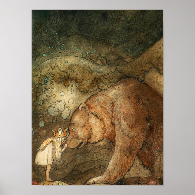 Poster Pobre Urso Pequeno, 1912, por John Bauer (Frente)