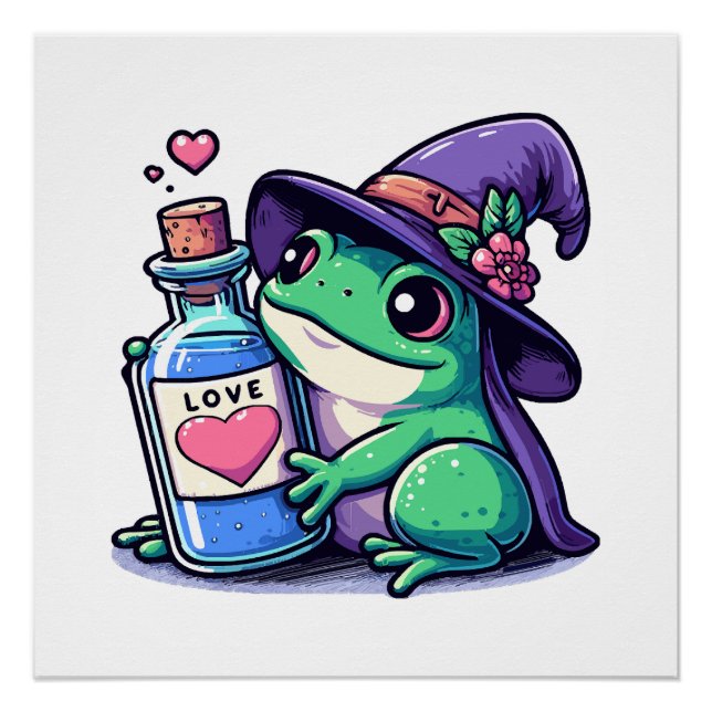 Pôster Poção de amor kawaii de bruxa (Frente)