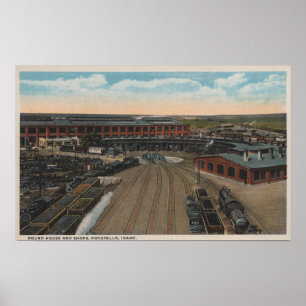 Pôster Pocatello, ID - Train Depot Round House &