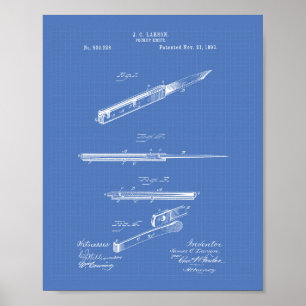 Pôster Pocket Knife 1893 Patent Art Blueprint