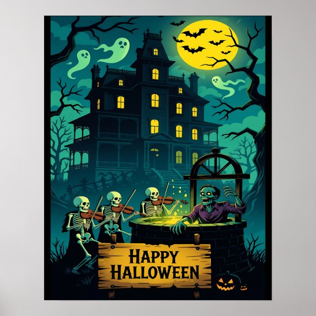 Poster Poço de Desejos Zumbi da Mansão Assombrada: (Frente)