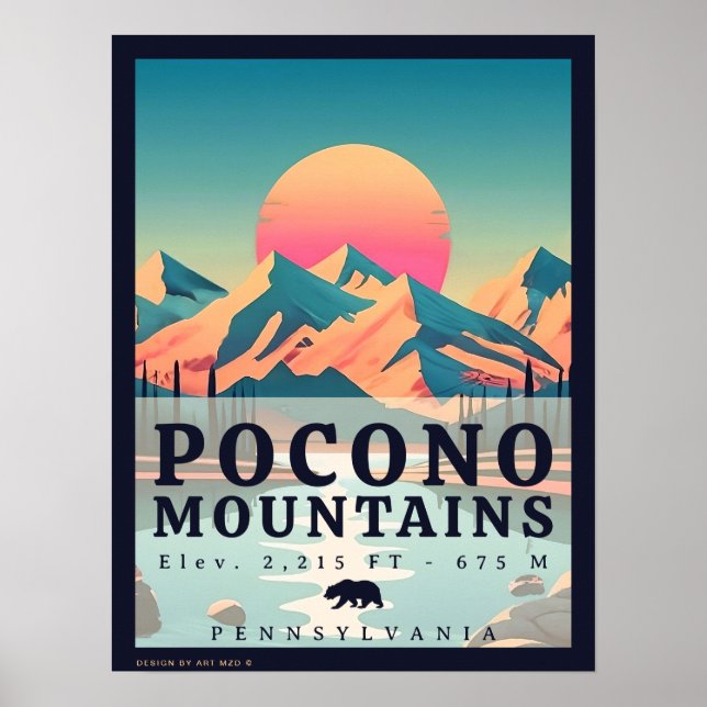 Poster Pocono Mountain Pennsylvania Vintage Souvenirs (Frente)