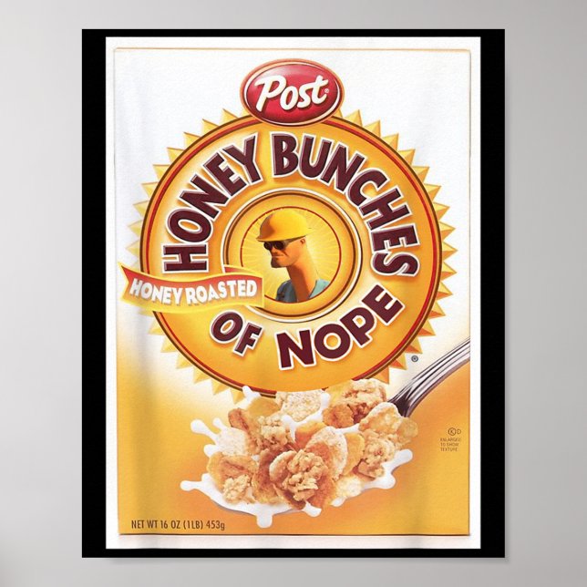 Poster Poços De Mel De Nope Cereal Engraçada Gráfico T- S (Frente)