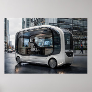 Poster Pod de Escritório Móvel Futurista na Natureza Urba