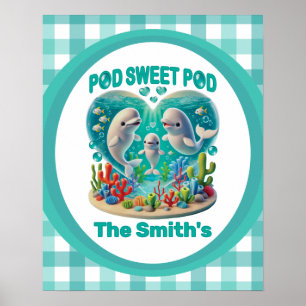 Poster "Pod Doce Pod" Família de Baleias Personalizável