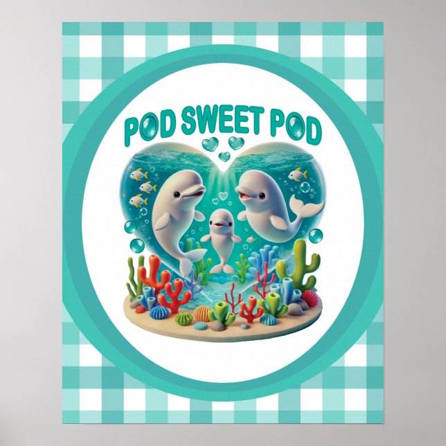Poster "Pod Sweet Pod" Whale Family (Frente)