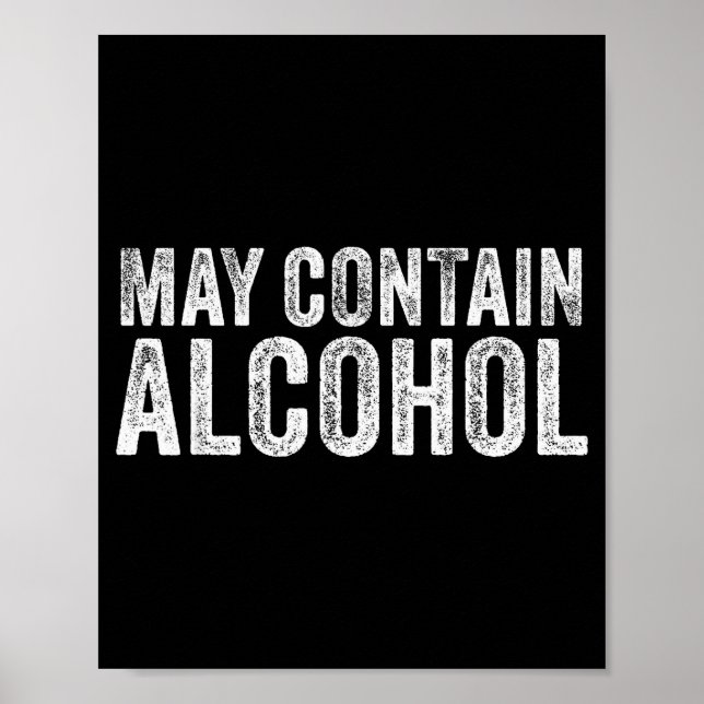 Poster Pode Conter Álcool Bebendo Cerveja com Sabor Engra (Frente)