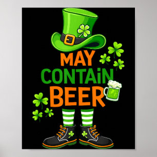 Poster Pode conter cerveja humor engraçado dia de São Pat