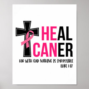 Poster Pode Curar Cancer de Fita Cristã de Fita Cancer Aw