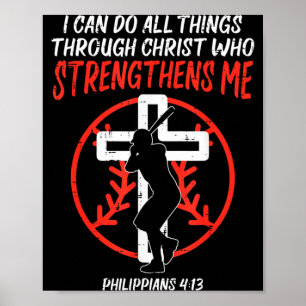 Poster Pode Fazer Todas as Coisas Beisebol Religioso Cris