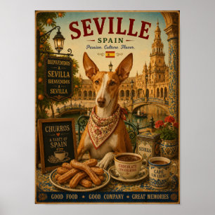 Poster Podenco Espanhol em Sevilha Cartaz de Viagem Vinta