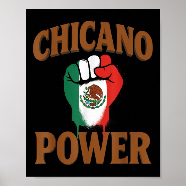 Poster Poder Chicano Bandeira Mexicana México Marrom Lati (Frente)